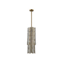 CHANDELIER, IRON AND GLASS, IRON IN BRUSHED BRASS FINISH, CHAMPAGNE GLASS