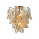 CEILING MOUNT, IRON AND GLASS, IRON IN BRUSHED BRASS FINISH, CHAMPAGNE GLASS