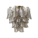 CEILING MOUNT, IRON AND GLASS, IRON IN BRUSHED BRASS FINISH, CHAMPAGNE GLASS