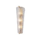 WALL LAMP, IRON AND GLASS,IRON IN MATT BRUSHED BRASS FINISH, SANDED GLASS