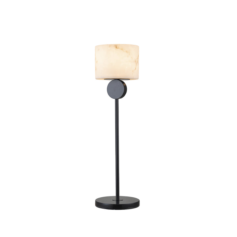 LAMPARA DE MESA EN MARMOL Y BASE NEGRA