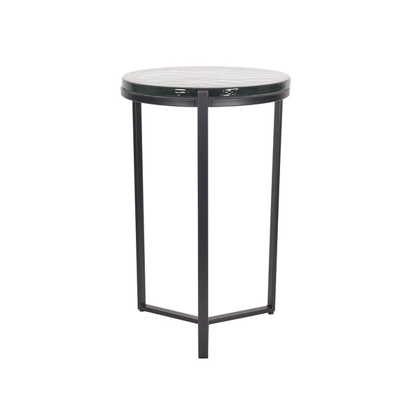 ***MESA LATERAL NEGRA CON TOPE DE VIDRIO TRANSPATENTE