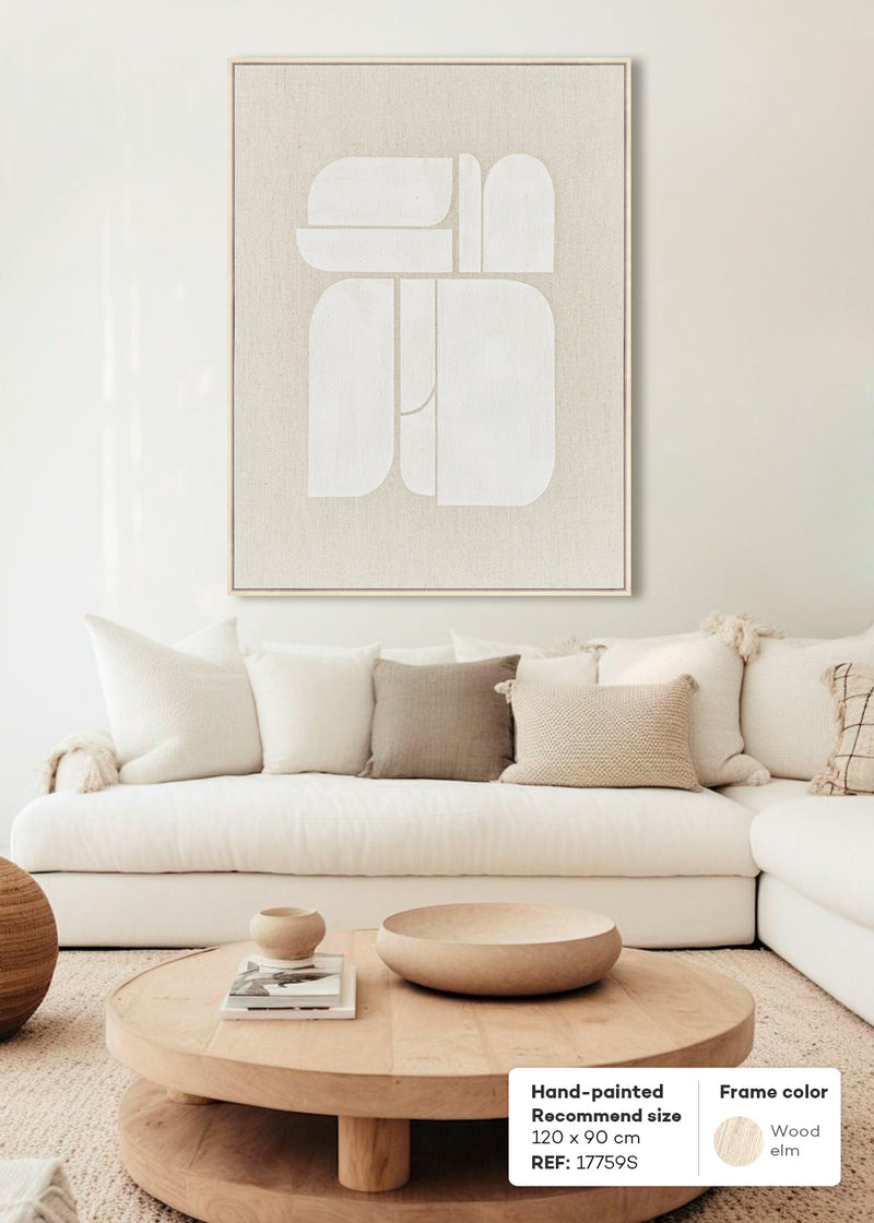 FRAMED LINEN CANVAS WITH HAND-PAINT