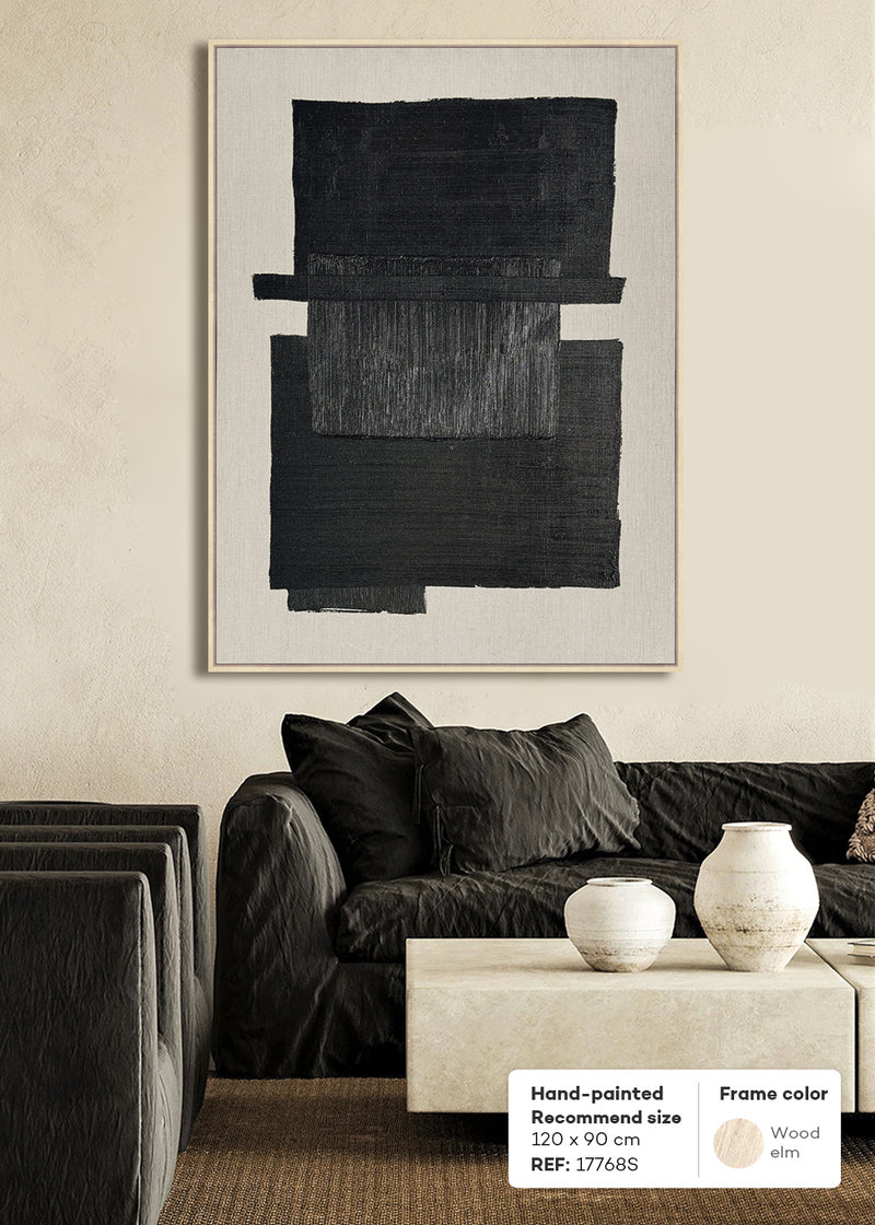 FRAMED LINEN CANVAS WITH HAND-PAINT