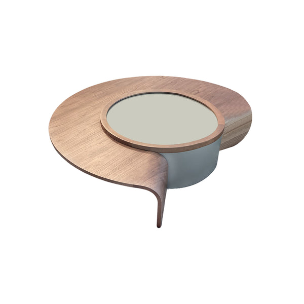 MESA CENTRO LAY 02 EN ACABADO DE MADERA, VIDRIO BRONZE