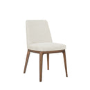 SILLA DE COMEDOR EN TELA BEIGE  Y PATAS ACABADO DE MADERA