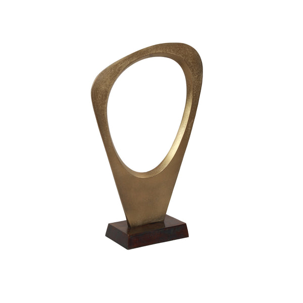 ESCULTURA DE ALUMINIO LATÓN ANTIGUO, BASE DE BRONCE