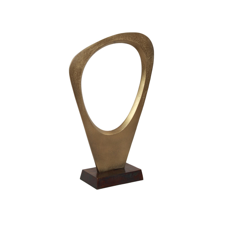 ESCULTURA DE ALUMINIO LATÓN ANTIGUO, BASE DE BRONCE