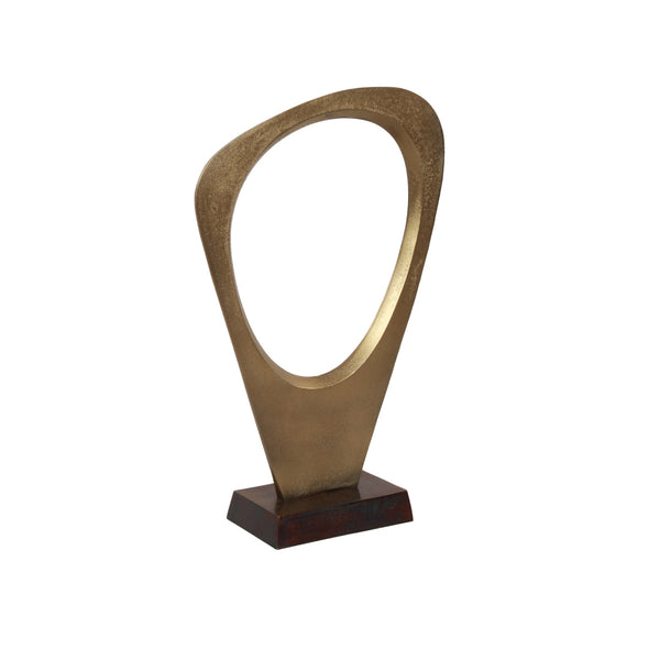 ESCULTURA DE ALUMINIO LATÓN Y BASE ANTIGUO BRONCE