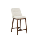 TABURETE EN TELA TEXTURIZADA BEIGE Y PATAS ACABADO DE MADERA