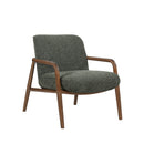 BUTACA ESTACIONARIA EN TELA VERDE Y PATAS ACABADO DE MADERA