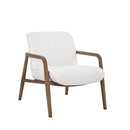 BUTACA ESTACIONARIA EN TELA BEIGE Y PATAS ACABADO DE MADERA