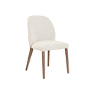 SILLA DE COMEDOR EN TELA BEIGE Y PATAS ACABADO DE MADERA