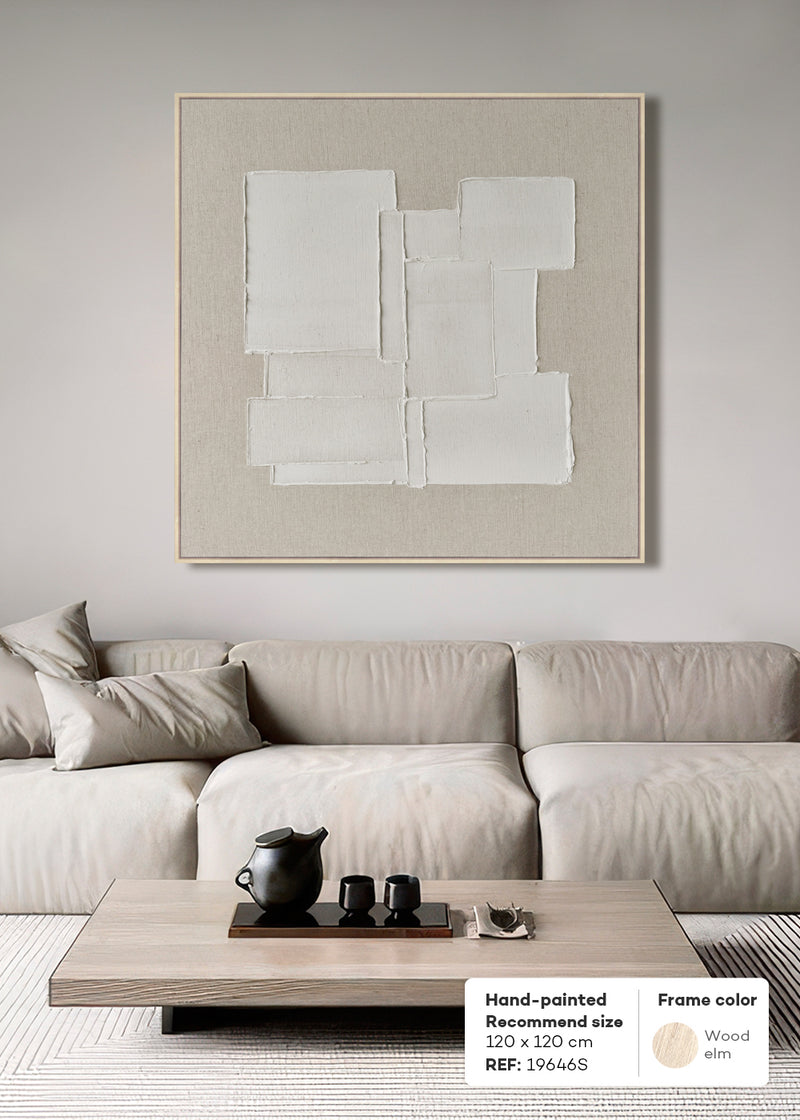 FRAMED LINEN CANVAS WITH HAND-PAINT