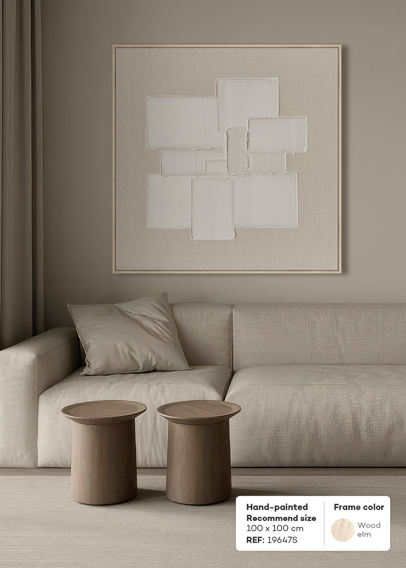FRAMED LINEN CANVAS WITH HAND-PAINT
