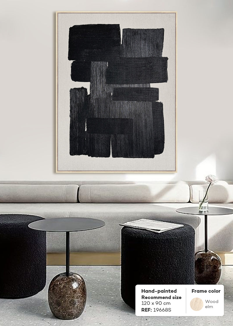 FRAMED LINEN CANVAS WITH HAND-PAINT