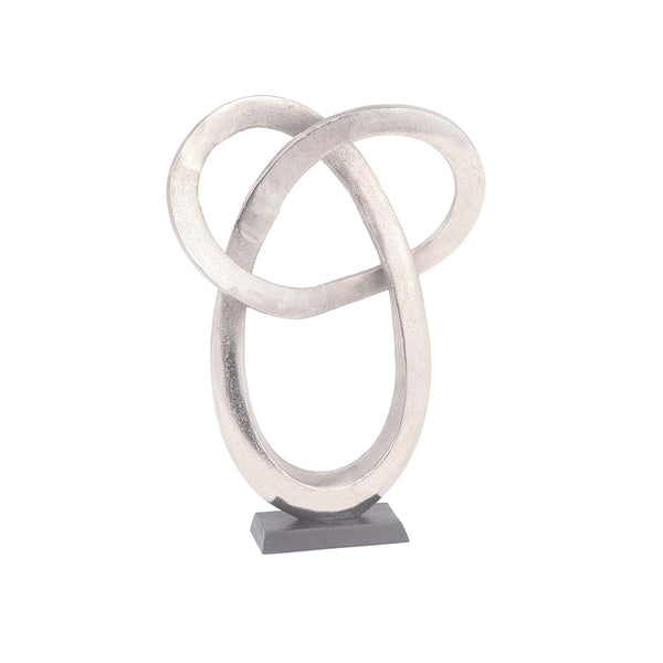 ESCULTURA DE ALUMINIO NÍQUEL BRUTO, BASE BRONCE