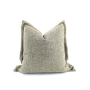 CUSHION, BOUCLE LINEN ACCENT ON FLANGE COTTON BACK