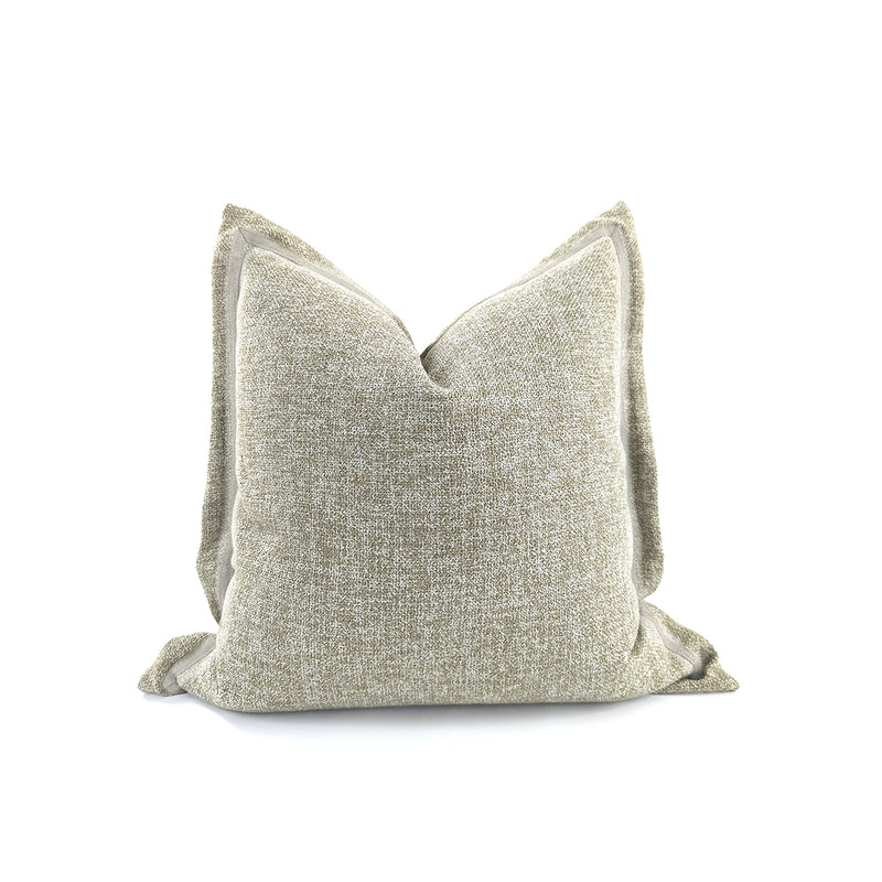 BOUCLE LINEN ACCENT ON FLANGE, COTTON BACK, SAND