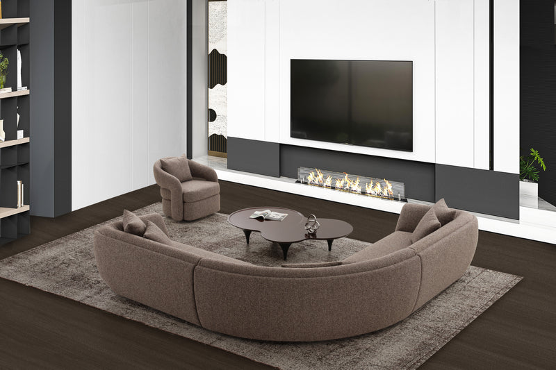 SOFA SECCIONAL ESTACIONARIO EN TELA MARRON