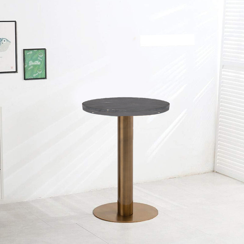 MESA LATERAL TOPE ESTILO MARMOL NEGRO Y BASE DORADA