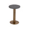 MESA LATERAL TOPE ESTILO MARMOL NEGRO Y BASE DORADA