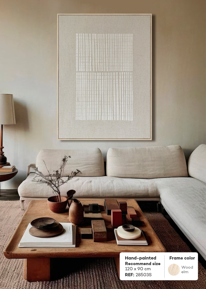 FRAMED LINEN CANVAS WITH HAND-PAINT