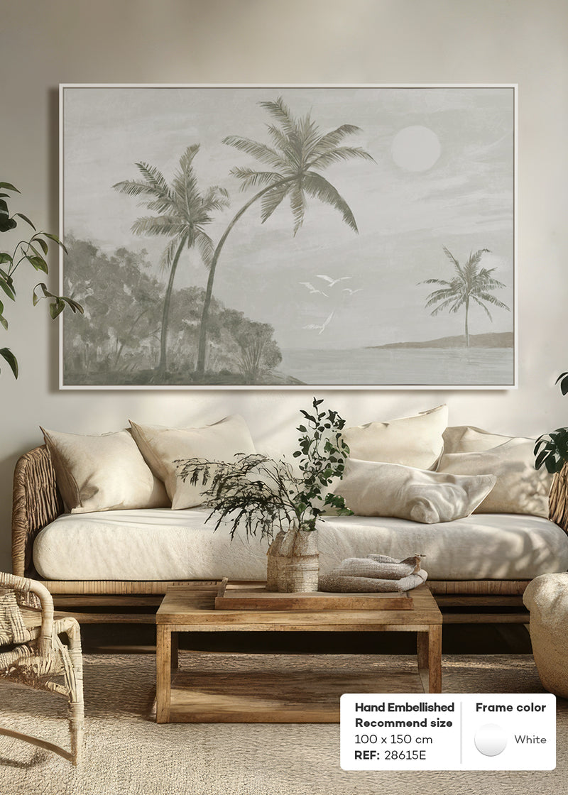 HAND-EMBELLISHED FRAMED CANVAS PRINTING