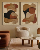 HAND-PAINTED FRAMED CANVAS PRINTING ONE SET 2PCS