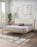 CAMA QUEEN EN TELA BEIGE