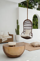 SERGIO HANGING CHAIR WITH ROPE AND WITH WHITE SEAT CUSHION