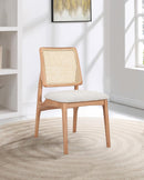 SILLA DE COMEDOR EN TELA BEIGE PAJILLA Y PATAS ACABADO DE MADERA NATURAL