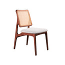SILLA DE COMEDOR ACABADO DE MADERA TELA BEIGE Y PAJILLA HS508