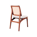 SILLA DE COMEDOR ACABADO DE MADERA TELA BEIGE Y PAJILLA HS508