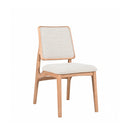 SILLA DE COMEDOR EN TELA BEIGE Y PATAS ACABADO DE MADERA NATURAL