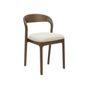 SILLA DE COMEDOR EN TELA BEIGE Y PATAS ACABADO DE MADERA