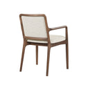 SILLA DE COMEDOR EN TELA BEIGE Y PATAS ACABADO DE MADERA