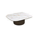 MESA DE CENTRO TOPE DE CERAMICA Y BASE COLOR CAFE