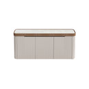 CREDENZA TOPE DE CERAMICA CON MARCO ACABADO DE MADERA  Y BASE BEIGE