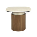 MESA LATERAL DE CERAMICA Y BASE ACABADO DE MADERA