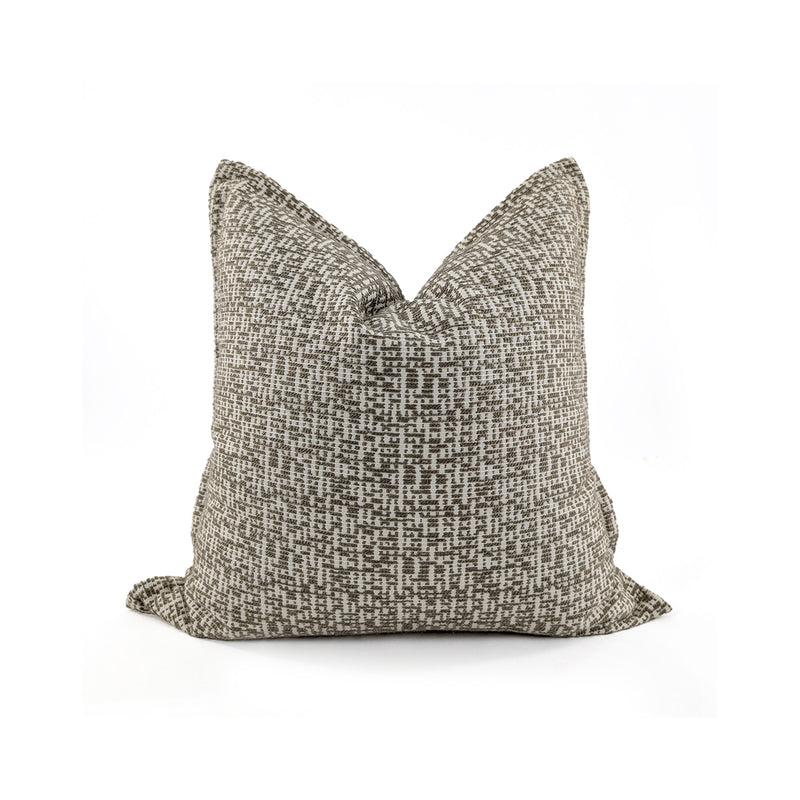 PERFORMANCE POLY WITH EMBROIDERED CROSS STITCH, COFFEE