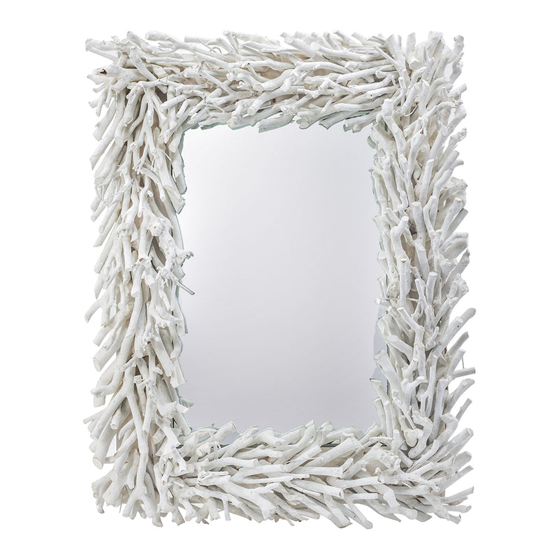 ESPEJO ACABADO DE MADERA BLANCA