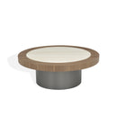 MESA DE CENTRO CON TOPE DE CERAMICA Y ACABADO DE MADERA