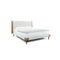 CAMA KING RUBY EN TELA BLANCA Y FRENTE DE PIEL CAMEL