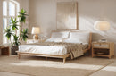 CAMA KING NOTTE EN TELA BLANCA Y ACABADO DE MADERA NZF S277
