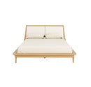 CAMA KING NOTTE EN TELA BLANCA Y ACABADO DE MADERA NZF S277