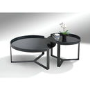 MESA DE CENTRO EN  METAL NEGRO SET DE 2