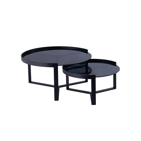 MESA DE CENTRO EN  METAL NEGRO SET DE 2