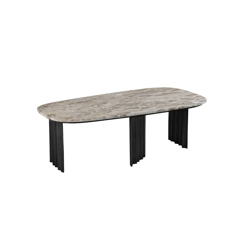 MESA DE CENTRO CON TOPE DE MARMOL Y BASE EN METAL