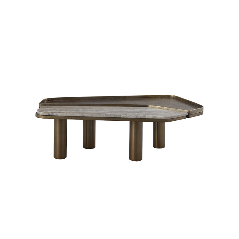 MESA DE CENTRO EN LATON Y ESTILO MARMOL
